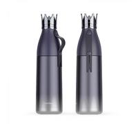 (As show, One size) Creative three-dimensional crown thermos cup stainless steel bullet thermos cup student outdoor boutique cup blue350ml