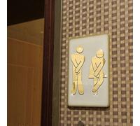 (As show, One size) Crossed Legs (style 1 gold)Funny Bathroom Toilet Restroom Door Accessories Symbol Sign Mirror Set For Home Office And Work,fashion Removable Cute Man