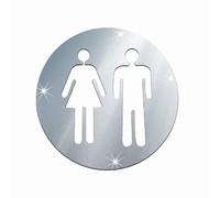 (As show, One size) Crossed Legs(style 2 silver)Funny Bathroom Toilet Restroom Door Accessories Symbol Sign Mirror Set For Home Office And Work,fashion Removable Cute Man