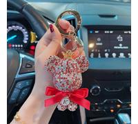 (As show, One size) Cute Animial Keychains for Women Bling Big Bear Key Ring for Girl Purse Bag or Car Pendant, Red K