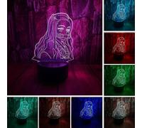 (As show, One size) Cute Demon Slayer Kamado Nezuko Anime Figure Character 3D LED Optical Illusion Sleep Night Light with Remote 16 Colors Bedroom Decor Table Lamp Birthd