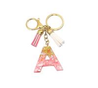 (As show, One size) Cute Initial Keychain A-Z Letter Sparkly Glitter Key Chain Premium Bag Charm Keychain Accessories (A,2PCS)