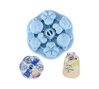 (As show, One size) Cute little bear ice tray (blue), no overflow removable cover, silicone ice mold to make 6 ice cubes bear shaped, easy to release and flexible ice cre
