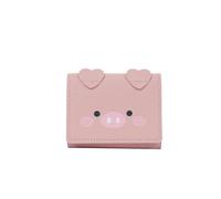(As show, One size) Cute Pig Pattern Slim Fit Three Fold Short Wallet (Light Pink) Women's Small Coin Wallet Pocket Card Holder