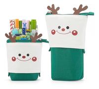 (As show, One size) Cute Pop up Pencil Case Standing Pencil Bag Telescopic Pen Pouch Pencil Holder for Teen Girls Women, Green