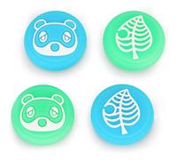 (As show, One size) Cute Thumb Grip Caps for Nintendo Switch/Lite/OLED Controller (Leaf Raccoon), for Animal Crossing Kawaii Leaf stick Analog Soft Silicone Button Stick