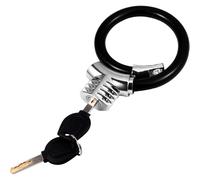 (As show, One size) Cycling Outfit Bike Lock Safety Lock Bicycle Cable Anti-Theft Safety Locks with Key Ring Shaped Door Fence MTB Door Black