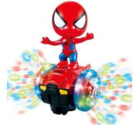 (As show, One size) Dancing Spider-Man Robot Toys, Spin Robot Interactive Toy Car with Colorful Flashing Lights & Music