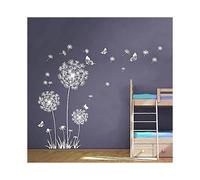 (As show, One size) Dandelion and Butterfly Wall Stickers Decorative Sticker Quote Learn Live Hope Wall Decor Living Room Office Bedroom (White)