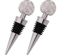 (As show, One size) Decorative Wine Stoppers, Cute Reusable Crystal Wine Bottle Stopper for Rose Wine, Red Wine, Whiskey and Drinks (2pcs White, 92*25mm)