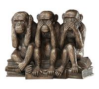 (As show, One size) Design Toscano Evil Monkeys Deaf, Blind, Mute Animal Statue Figurine of the Three Truths of Man, 17.75 cm, polyresin, Bronze color