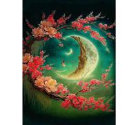 (As show, One size) Diamond Painting, 5D Moon Diamond Painting Art Kits for Adults Beginner, DIY Full Drill Embroidery Cross Stitch Crystal Rhinestone Paintings Pictures
