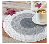 (As show, One size) Dining Table Set of 4 round steel grey placemats, the placemats are suitable for holiday parties, family gatherings and everyday use, 36 cm