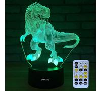 (As show, One size) Dinosaur Toys 3D Night Light for Boys with Timer Remote & Smart Touch 7 Colors Changing Dimmable TRex Toy 1 2 3 4 5 6 7 8 9 10 Year Old Boy Gift