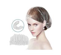 (As show, One size) Disposable shower cap, 100 shower caps, larger transparent waterproof plastic elastic shower cap, suitable for women children girls, travel spa