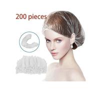 (As show, One size) Disposable shower cap, 200 shower caps, larger transparent waterproof plastic elastic shower cap, suitable for women children girls, travel spa