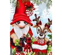 (As show, One size) DIY 5D Diamond Painting 5D Christmas Dwarf Deer 30x40 CM Comple Noel, Gnome Diamond Painting Full Rhinestones, 5D Diamond Painting Diamond Embroidery