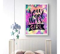 (As show, One size) DIY 5D Diamond Painting by Numbers Kits, Colorful Quotes Inspirational Word, You GOT This Girl, Full Drill Rhinestones Paint with Diamonds Crystal Dia