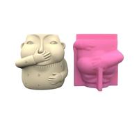 (As show, One size) DIY Cute Funny Boy Flower Pot Silicone Molds Pen Holder Epoxy Resin Mold Succulent Planter Making Tool for DIY Crafts
