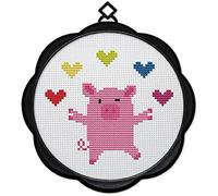 (As show, One size) DIY Needlework Full Range of Embroidery Starter Kits Multiple Pattern Designs Stamped Cross Stitch Kits- Little Pig