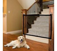 (As show, One size) Dog Safety Fence (110 x 72cm), Adjustable Magic Gate Magic Door, Pet Barrier, Retractable Pet Barriers for Stairs Kitchen Portable Folding Install Any