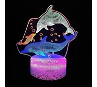 (As show, One size) Dolphin 3D Illusion Lamp Night Light Visual Desk Lamp Dynamic Touch LED Three Colorful Creative Gift