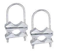 (As show, One size) Double Antenna Mast Clamp V-Jaw Bracket U Bolts Pipe Mounting Hardware 2 Sets compatible with WiFi Antenna, TV
