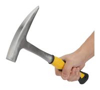 (As show, One size) Double Head Duckbill Geology Hammer, High Carbon Stainless Steel Flat Head Slate Hammer, with Comfortable Rubber Handle (L)