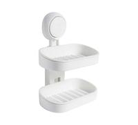 (As show, One size) Double Layer Soap Dish Suction Cup Soap Holder, Strong Sponge Holder for Shower, Bathroom, Tub and Kitchen Sink, Drill-Free, Removable, Wall Mounted S