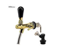 (As show, One size) Draft Beer Faucet,Golden Adjustable Beer Tap Faucet with Flow Controller Chrome Plating Shank with Ball Lock Tap Kit