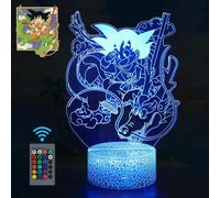 (As show, One size) Dragon Ball Action Figure Anime Goku Shenron Night Light,3D Illusion Dinosaur Lamp Toy, 16 Colors Dimmable with Remote Control Smart Touch, Best Chris