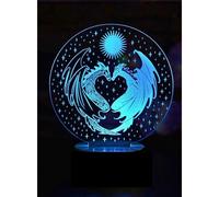(As show, One size) Dragons 3D Illusion Night Light Acrylic Light 3D Arts Dragons LED Light Colours Changing Bedroom Night Light Gifts