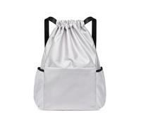 (As show, One size) Drawstring Gym Backpack Rope Bag - Waterproof Nylon Large Equipment Storage Backpack Travel Sports with Shoe Compartment grey trumpet