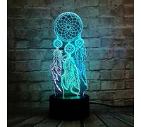 (As show, One size) Dream Catcher Valentine Wind Chimes Illusion RGB Mood Table Lamp Switch 3D Optical Touch Change Night Light for Kid Bedroom Party Desk Decor Lava Holi
