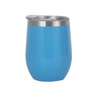 (As show, One size) Egg cup stainless steel creative U-shaped red wine thermos cup big belly 12oz eggshell cup star sky blue with edge