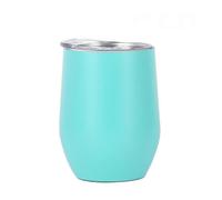 (As show, One size) Egg cup stainless steel creative U-shaped red wine thermos cup big belly 12oz eggshell cup star turquoise blue
