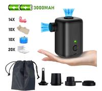 (As show, One size) Electric Air Pump, Electric Inflation And Deflation Pump With 4 Nozzles, Mini Electric Inflator Pump With 3000mah Rechargeable Battery And Usb Cables