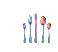 (As show, One size) Embossed Handle Cutlery Set, Fun Life Stainless Steel Cutlery 5-piece Set, Knife Spoon And Fork Set, Mirror Polished Cutlery Set, Smooth Edges