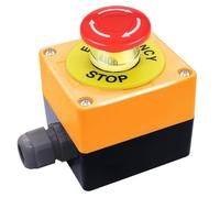 (As show, One size) Emergency Stop Button, 1 NC Waterproof IP65 Emergency Stop Switch with Red Panel AC 660V 10A, Emergency Button