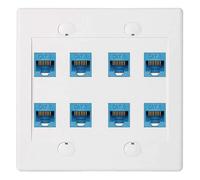 (As show, One size) Ethernet Wall Plate 8 Port - Double Gang Cat6 RJ45 Jack Network Cable Faceplate Female to Female -