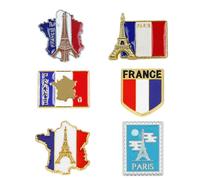 (As show, One size) (F)6 pieces rustic enamel pins French flag lapel pins French brooch metal patriotic badge French souvenirs