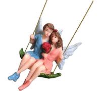 (As show, One size) Fairy Garden Accessory Hanging Statue, Miniature Flower Swing Figurine with Wings, Creative Fairy Garden Supplies