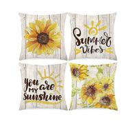 (As show, One size) Fall Pillow Covers 18x18 Inch Set of 4 Outdoor Decorations Throw Pillowcase Autumn sunshine sunflower Linen Cushion Case for Thanksgiving Day, Sofa an
