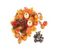 (As show, One size) Fall Thanksgiving Decorations, Mini Artificial Pumpkins, Pine Cones Fall Leaves, Acorns for Fall Party Decorations, Autumn Decorating Kit Halloween Th