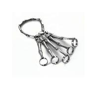(As show, One size) Fashion Personality Punk Skeleton Hand Bone Versatile Five-Finger Ring Bracelet Adjustable All-In-O