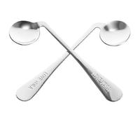 (As show, One size) Feeding Spoon for Elderly Disabled Patients Stainless Steel Easy to Clean 2Pcs