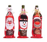 (As show, One size) Festive Christmas Decoration Supplies, 2 Sets of Printed Wine Bottles, Red Wine and Champagne Bottles Set, Cartoon Wine Set