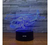 (As show, One size) Fighter Helicopter Visual 3D Night Light Aircraft Toys 2D lamp Xmas Chirstmas Festival Birthday Valentines Day Gift
