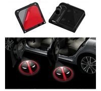 (As show, One size) Fit Deadpool Car Door Light Logo Projector HD Ghost Shadow Welcome Light 2PCS Car Door Puddle Lights for Deadpool Car Accessoriaes (Fit Deadpool)