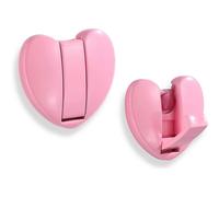 (As show, One size) Folding Hideaway Coat Hooks - (Heart * 2Pack, Pink) Space Aluminum Love Heart Shape Heavy Duty Wall Hooks - Retractable Hooks for Hanging Coat, Scarf,